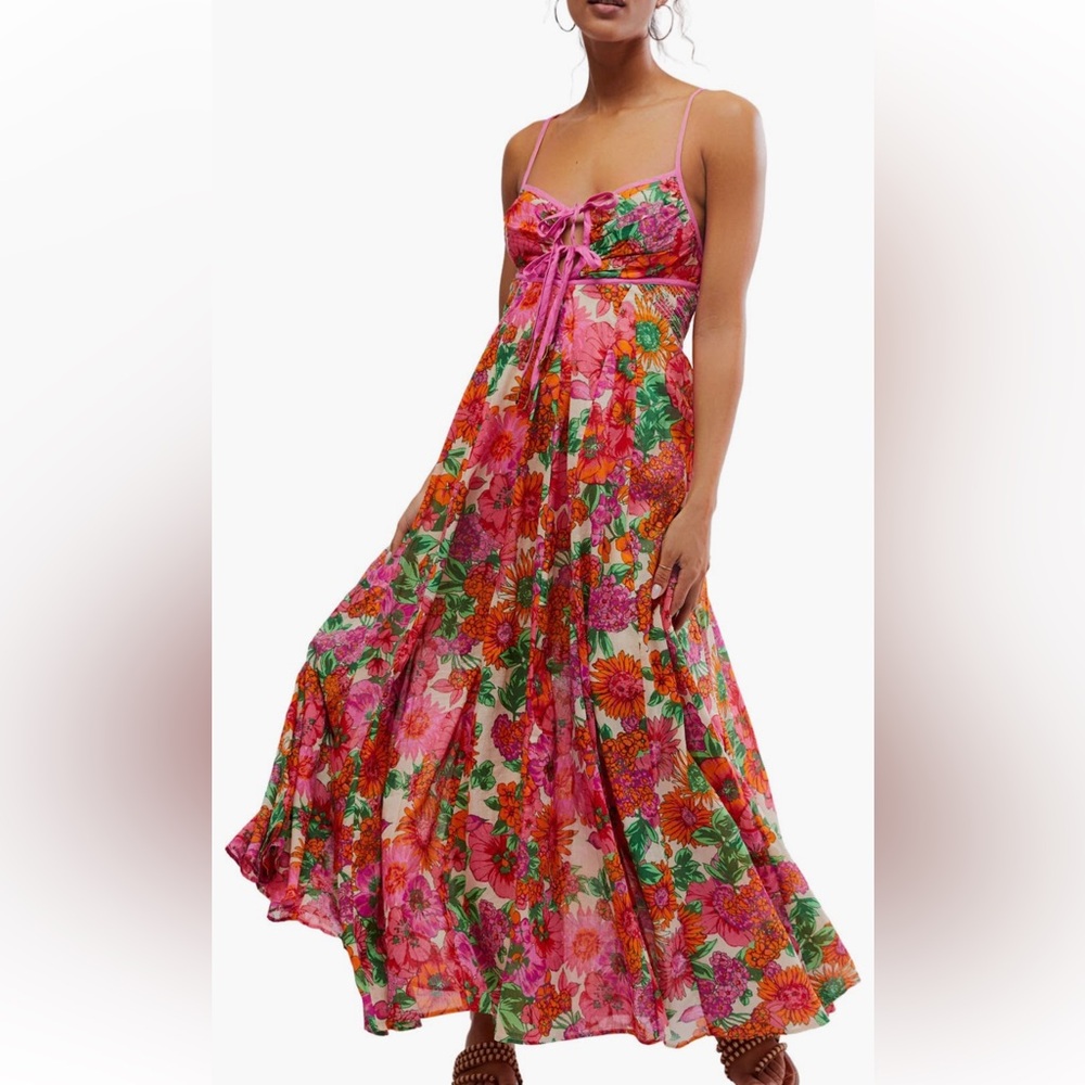 Free People Dream Weaver floral cotton maxi dress size XS